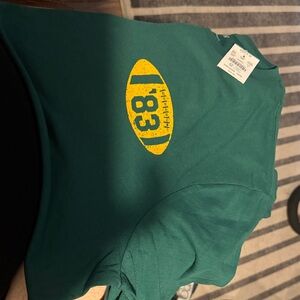 J. Crew Teal Shirt with Mustard Graphic